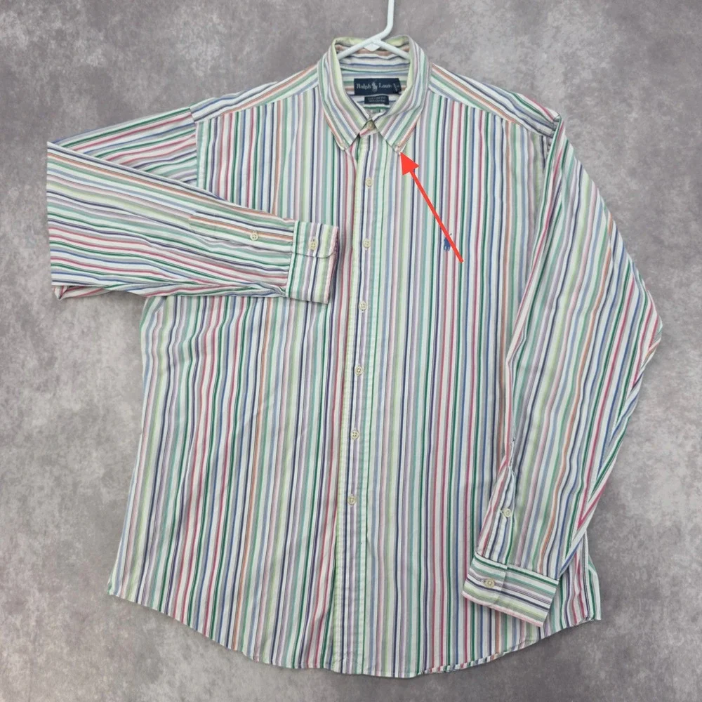 Polo Ralph Lauren Mens XL Button Down Shirt Multi Color Striped Custom Fit Pony‎
